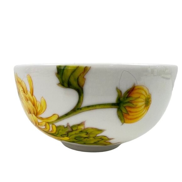Vintage Minh Long Porcelain Trinket Dish w Lid Yellow Chrysanthemum Design - Picture 9 of 11